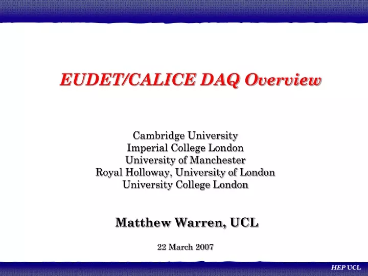 eudet calice daq overview
