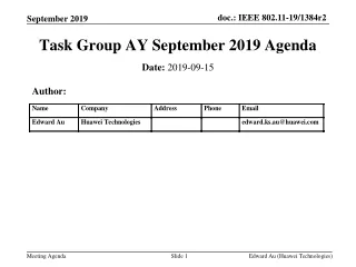 Task Group AY September 2019 Agenda