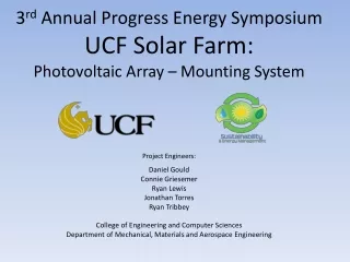 3 rd  Annual Progress Energy Symposium UCF Solar Farm: Photovoltaic Array – Mounting System