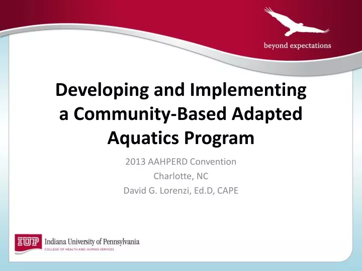 developing and implementing a community based adapted aquatics program