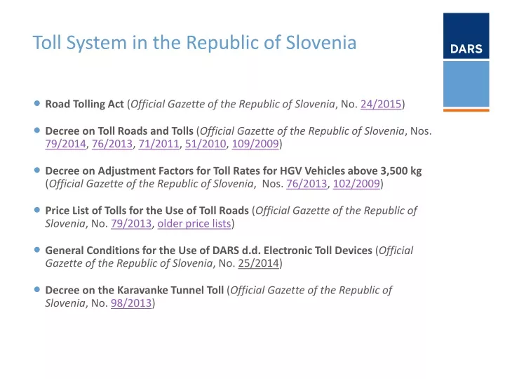 toll system in the republic of slovenia