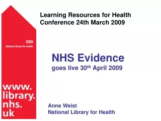 Learning Resources for Health Conference 24th March 2009