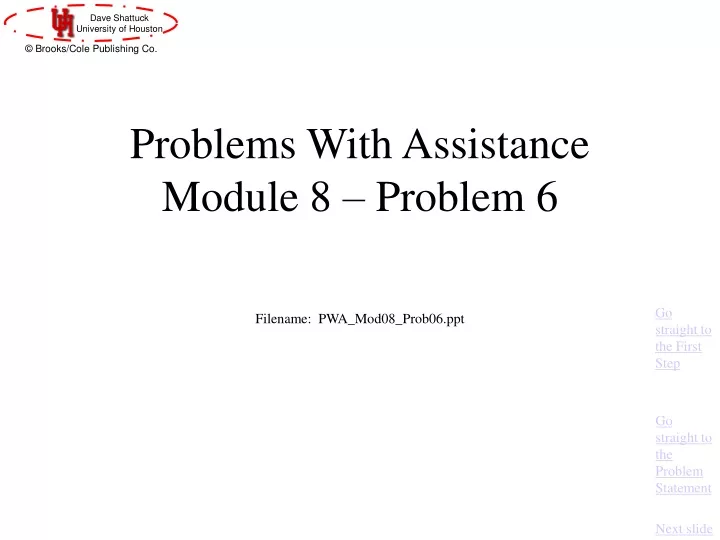 problems with assistance module 8 problem 6