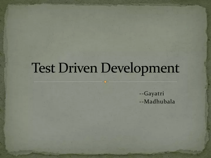 test driven development