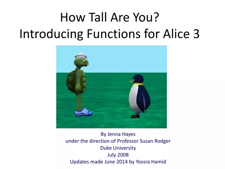 how tall are you introducing functions for alice 3