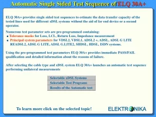 Automatic Single Sided Test Sequence of ELQ 30A+