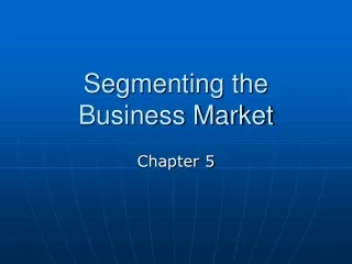 Segmenting the Business Market