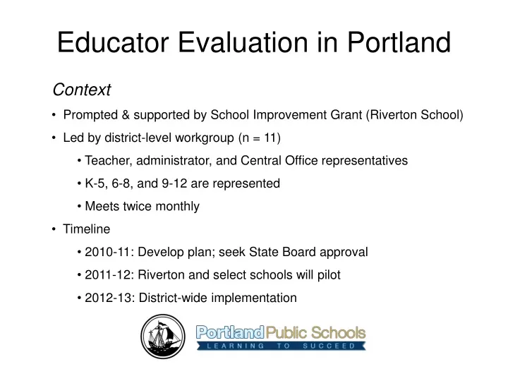 educator evaluation in portland