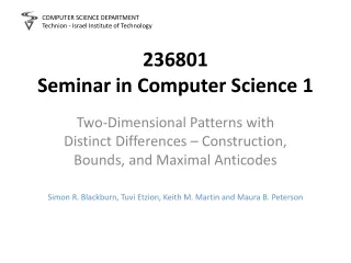 236801 Seminar in Computer Science 1