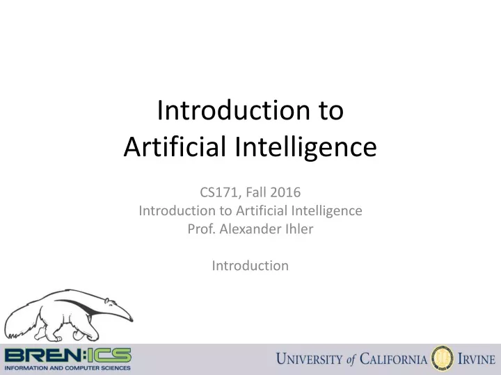 introduction to artificial intelligence