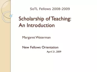 Scholarship of Teaching:  An Introduction