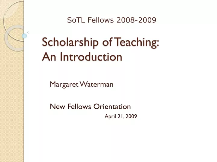 scholarship of teaching an introduction
