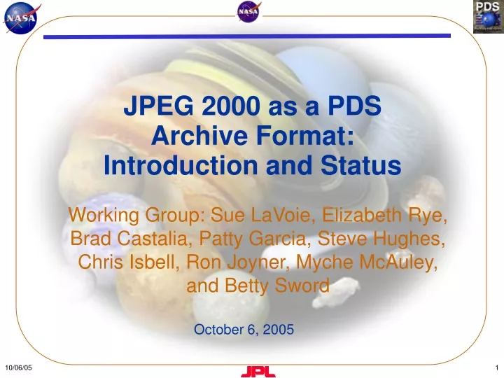 jpeg 2000 as a pds archive format introduction