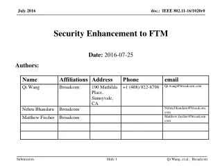 Security Enhancement to  FTM