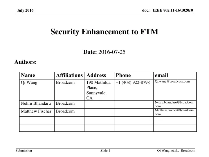 security enhancement to ftm