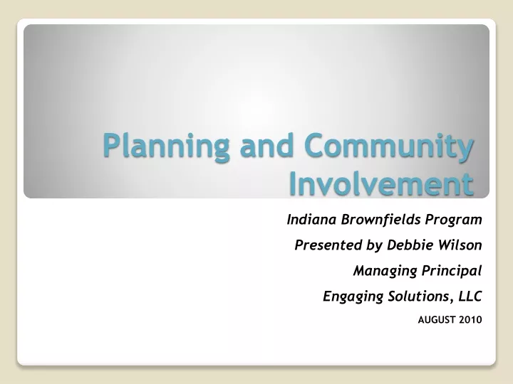 planning and community involvement