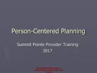 Person-Centered Planning