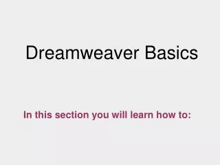 Dreamweaver Basics