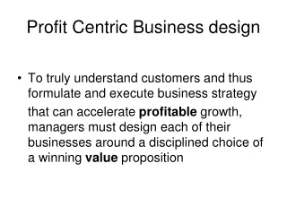 Profit Centric Business design