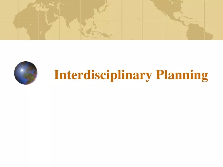interdisciplinary planning