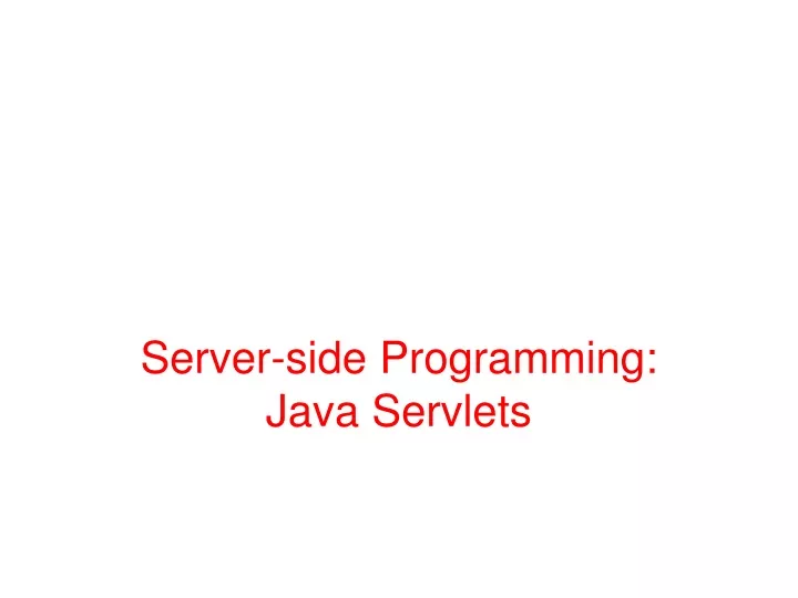 server side programming java servlets