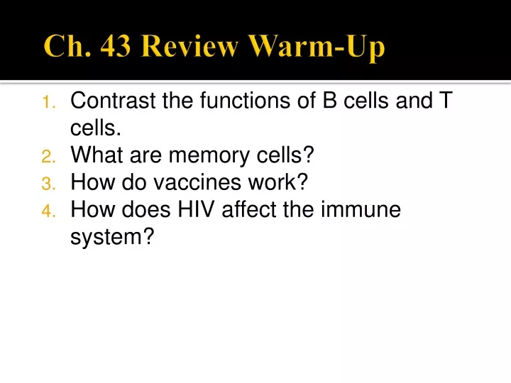 ch 43 review warm up