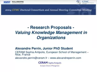 - Research Proposals - Valuing Knowledge Management in Organizations