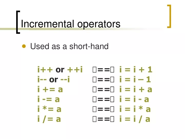 incremental operators