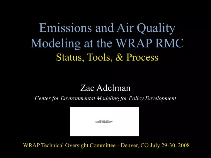 emissions and air quality modeling at the wrap rmc status tools process