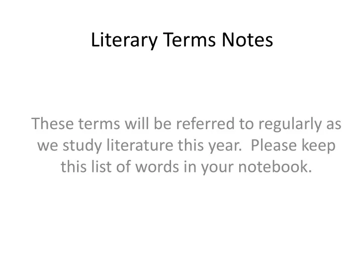 literary terms notes