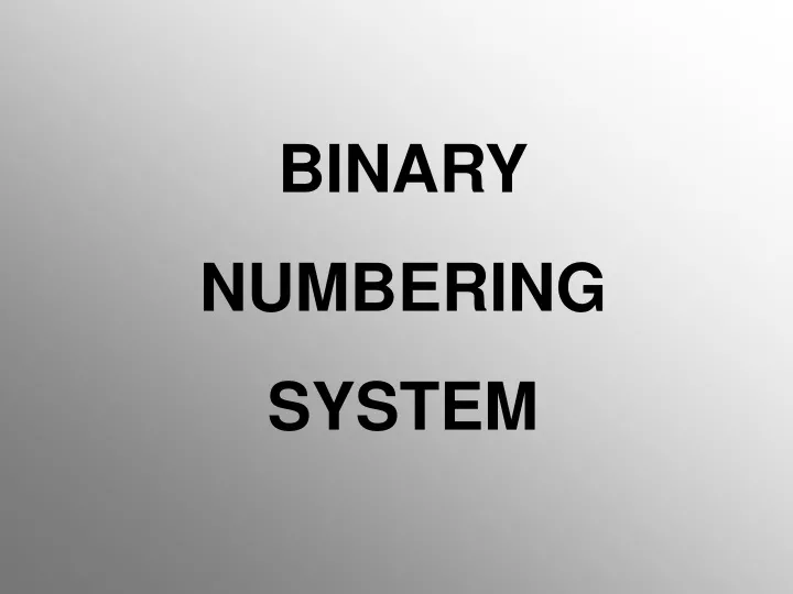 binary numbering system
