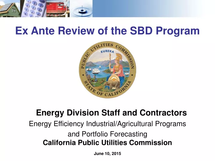 ex ante review of the sbd program