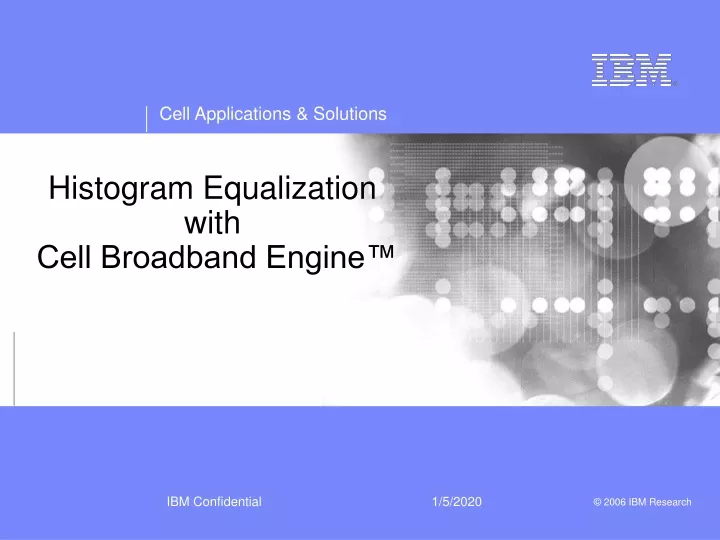 histogram equalization with cell broadband engine
