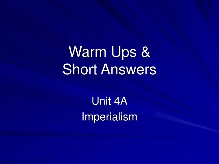 warm ups short answers