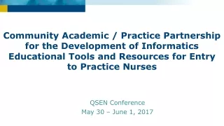 QSEN Conference May 30 – June 1, 2017