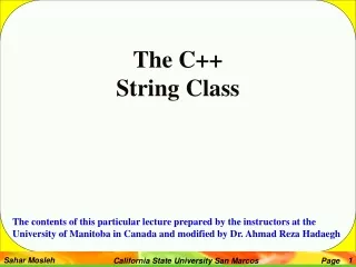 The C++  String Class