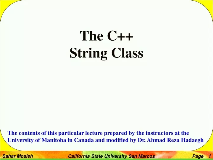 the c string class the contents of this