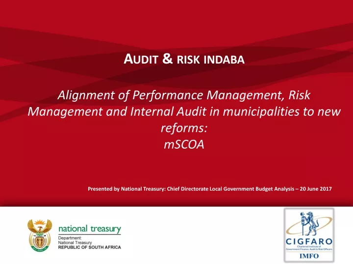 audit risk indaba alignment of performance