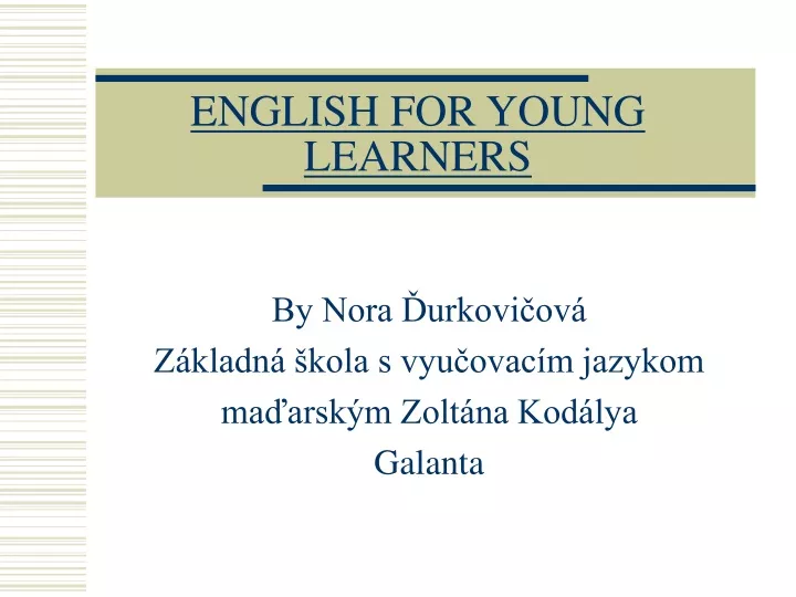 english for young learners