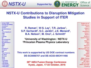 NSTX-U Contributions to Disruption Mitigation Studies in Support of ITER