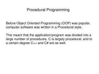 Procedural Programming