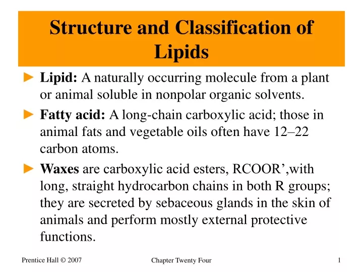 structure and classification of lipids