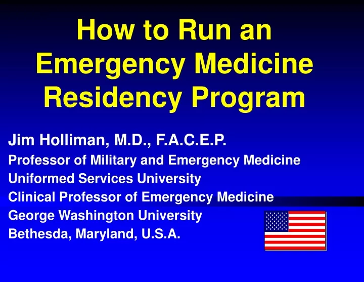 how to run an emergency medicine residency program