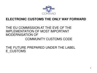 ELECTRONIC CUSTOMS THE ONLY WAY FORWARD