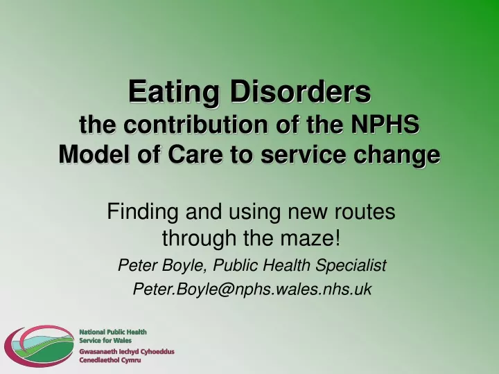 eating disorders the contribution of the nphs model of care to service change
