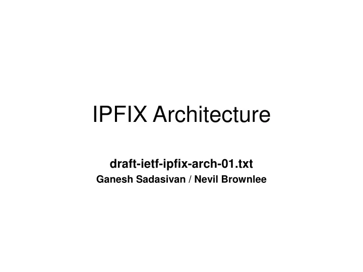 ipfix architecture