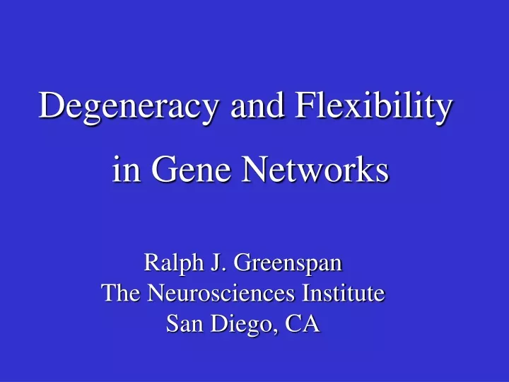 degeneracy and flexibility in gene networks