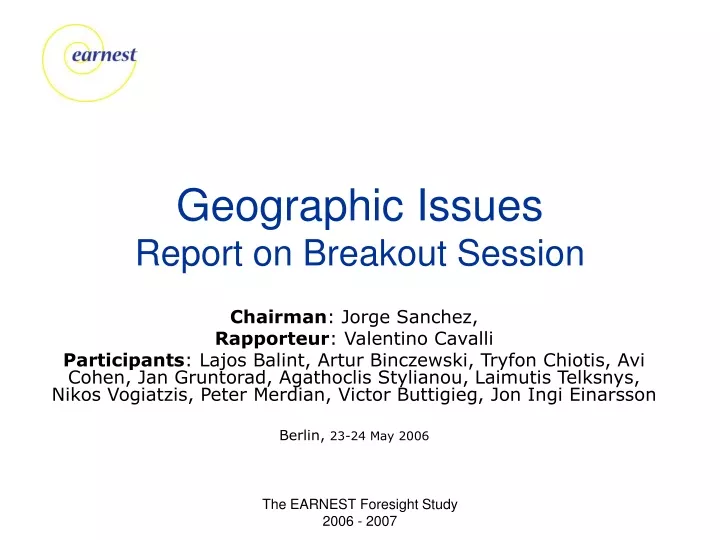 geographic issues report on breakout session