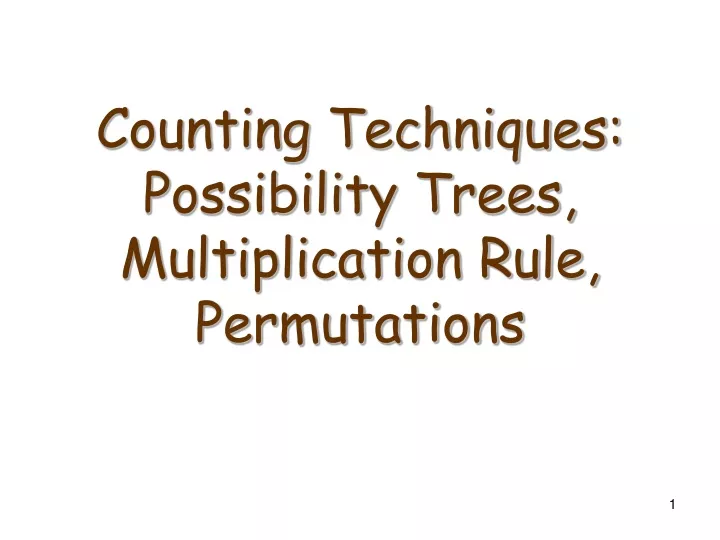 counting techniques possibility trees multiplication rule permutations