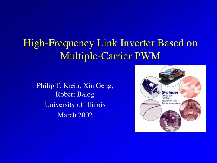 high frequency link inverter based on multiple carrier pwm